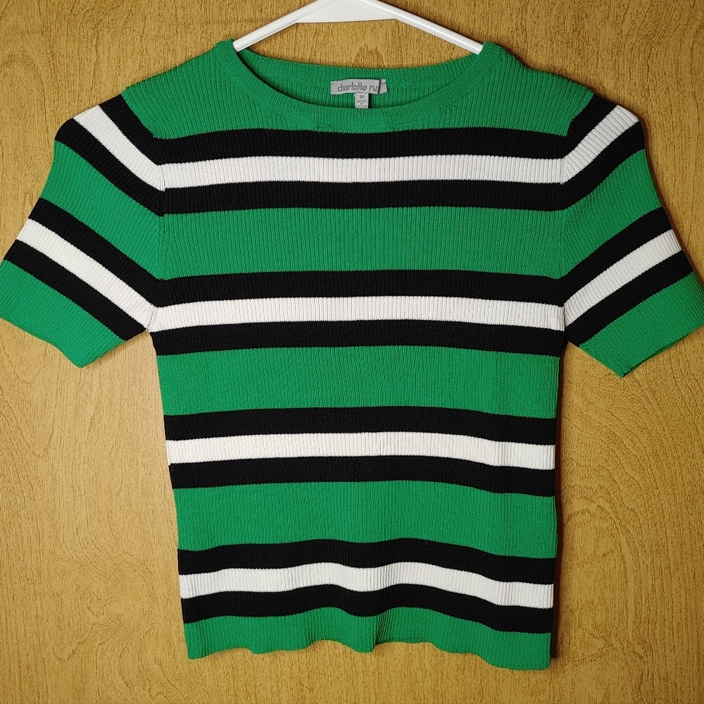 Charlotte Russe Green and Black Striped Top